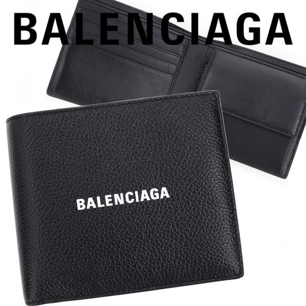 バレンシアガ 財布 二つ折り BALENCIAGA コンパクト ミニ財布 ブラック レザー 本革 ス...