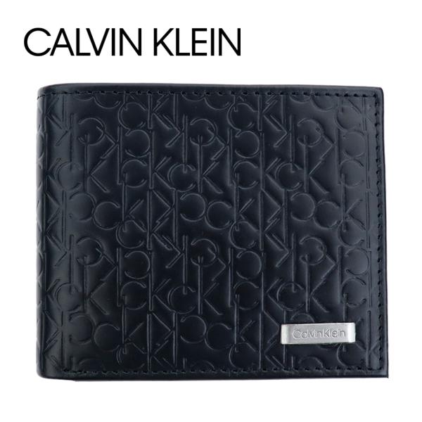 カルバンクライン 財布 二つ折り Calvin Klein ブラック ロゴ型押し 74285 BLA...