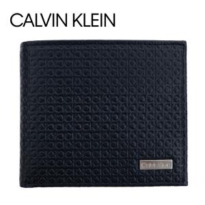 カルバンクライン 財布 二つ折り CK Calvin Klein ブラック レザー 本 