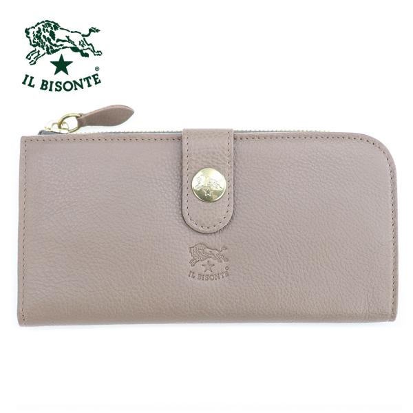 イルビゾンテ 財布 二つ折り 長財布 IL BISONTE ボタン L字ファスナー グレー トルトラ...