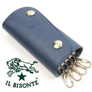 イルビゾンテ キーケース 4連 IL BISONTE ブルー ネイビー 青 紺 キーホルダー キーリング スマートキー ラージ レザー 本革  SKH026