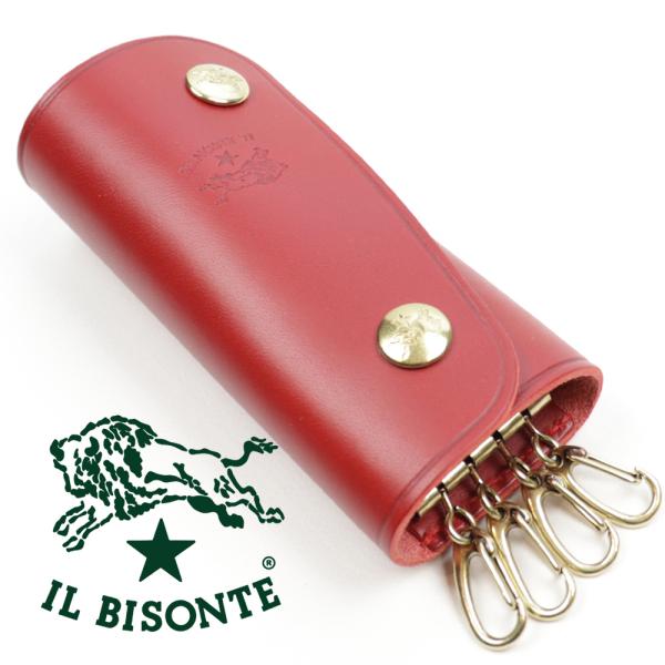 イルビゾンテ キーケース 4連 IL BISONTE ロッソ レッド 赤 キーホルダー キーリング ...