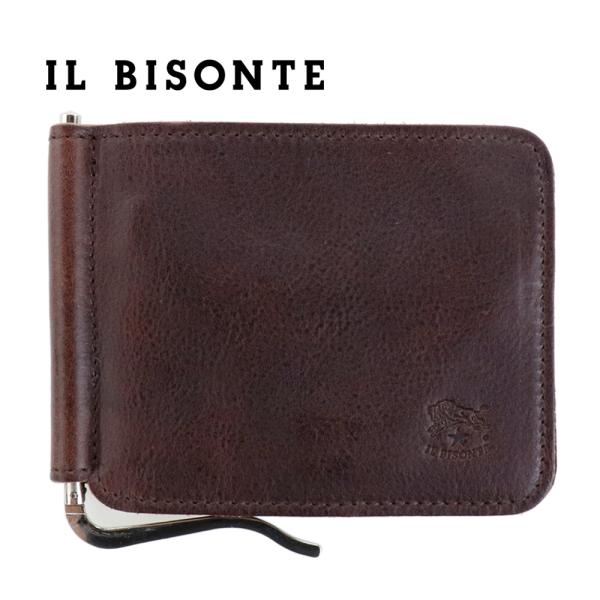 イルビゾンテ 財布 二つ折り IL BISONTE マネークリップ カード カフェ ダークブラウン ...