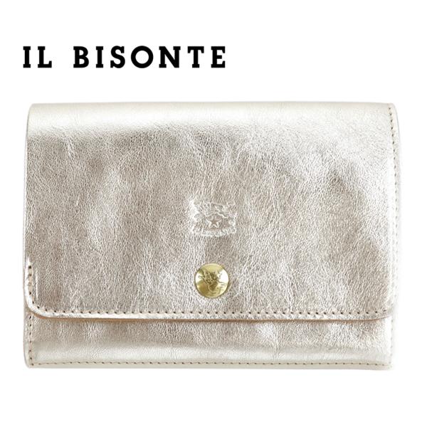 イルビゾンテ 財布 二つ折り IL BISONTE レザー 本革 プラチナゴールド SMW028 P...