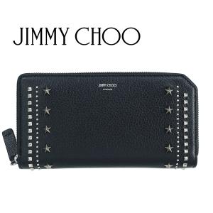 ジミーチュウ 長財布 JIMMY CHOO 財布 メンズ レディース カーナビー ラウンドファスナー ウォレット じゃばら レザー スター スタッズ 人気 ブラック CARNABY