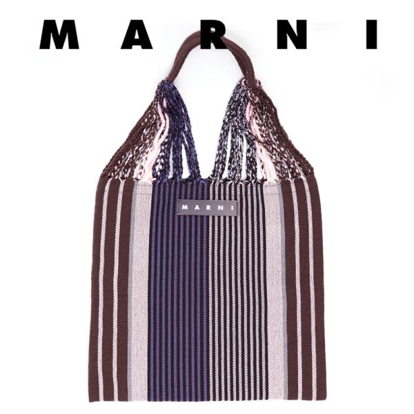 マルニフラワーカフェ ハンモックバッグ ストライプ ブルー MARNI FLOWER CAFE トー...