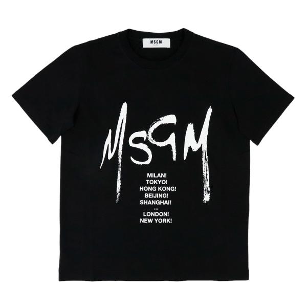 MSGM Tシャツ 半袖 エムエスジーエム 2641MDM174 195298 99 ブラック グラ...