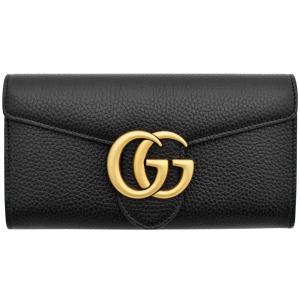グッチ財布 GUCCI 二つ折り長財布 レディース GGマーモント ブラック 779776 アウトレット