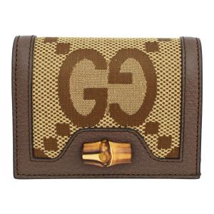 グッチ 財布 GUCCI 二つ折りコンパクト財布 カードケースウォレット レディース メンズ ダイアナ DIANA ジャンボGG バンブー ブラウン 658244
