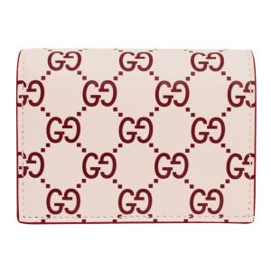 グッチ 財布 GUCCI カードケースウォレット スモールウォレット レディース GGエンブレム 847207 ピンク×ワインレッド
