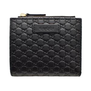 グッチ 財布 GUCCI 二つ折り財布 レディース マイクログッチシマ ブラック 510318 アウトレット｜brandream