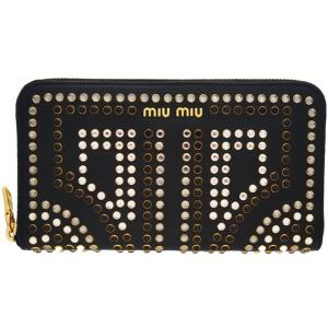 miumiu ミュウミュウ VITELLO CRYSTAL ラインストーン ラウンドファスナー 長財布 レッド レディース miu miu（ミュウミュウ） miu miu財布 ラウンドファスナー長財布