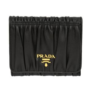 プラダ財布 PRADA 三つ折り財布 レディース　NAPPA GAUFRE' 1M0176 ブラック