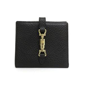 中古 グッチ 財布 コンパクト財布 2つ折り ジャッキー 141435 ABランク レザー ブラック シルバー金具 GUCCI あすつく【送料無料】【西神店】｜brandritz