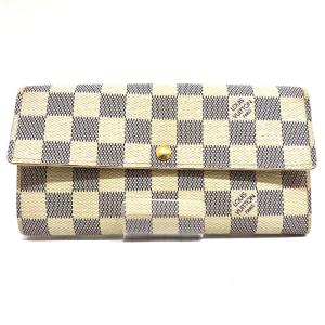 中古 ルイヴィトン ダミエアズール ポルトフォイユサラ ABランク N61735 長財布 ホワイト レディース メンズ LOUISVUITTON あすつく【送料無料】【名谷店】｜brandritz