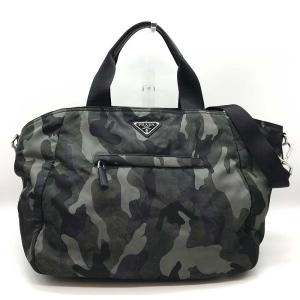 プラダ 2way トートバッグ ショルダー カモフラージュ 迷彩柄 三角ロゴ ABランク テスート ナイロン PRADA 中古 六甲道店｜brandritz