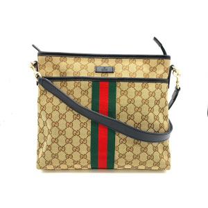 グッチ バッグ シェリーライン ショルダーバッグ ブラウン系×ブラック マルチカラー ABランク GGキャンバス×レザー 388926 GUCCI あすつく 中古 宝塚店｜brandritz