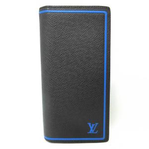 ルイヴィトン 財布 ポルトフォイユブラザ ブラック×ブルー 黒×青 長財布 二つ折り メンズ タイガ M63300 LOUISVUITTON あすつく 中古 宝塚店｜brandritz