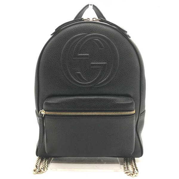 グッチ バックパック ブラック レザー リュック GUCCI 黒 536192 ソーホー インターロ...