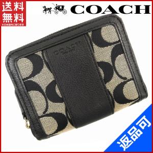 コーチ COACH 財布 二つ折り財布 ラウンドファスナー財布 シグネチャー 中古 X15118｜brands