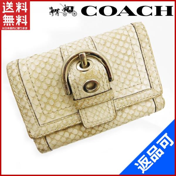 [閉店セール]コーチ 財布 COACH 二つ折り財布 ヘビ革風 中古 X1609