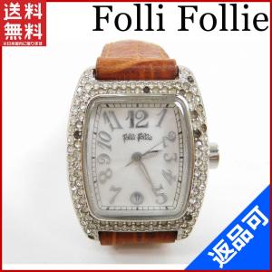 [閉店セール]フォリフォリ Folli Follie 腕時計 ロゴ×ラインスローン 中古 X3056