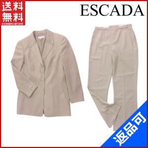 エスカーダ ESCADA スーツ 裾スリット入り テーラージャケット×センタープレスパンツ ロゴボタン 中古 X3801｜brands