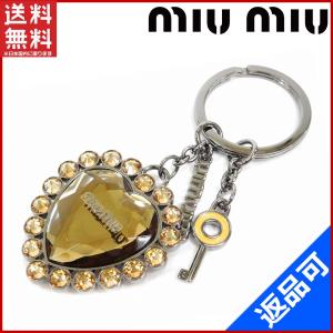 ミュウミュウ miumiu キーリング キーホルダー 5AP514 ハートモチーフ ラインストーン付き (未使用品) X5692｜brands