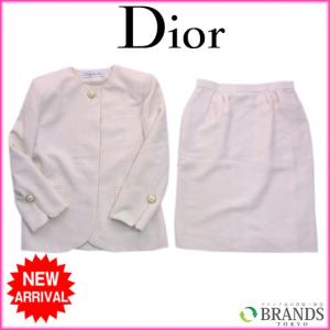 クリスチャン・ディオール Christian Dior スーツ タイトシルエット レディース ♯11サイズ シングルジャケット×スカート ロゴボタン [中古] 良品 人気 X7626｜brands