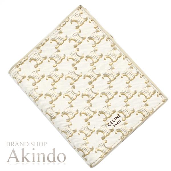 セリーヌ 財布 レディース 二つ折り財布 コンパクト ウォレット トリオンフ 白 CELINE ブラ...