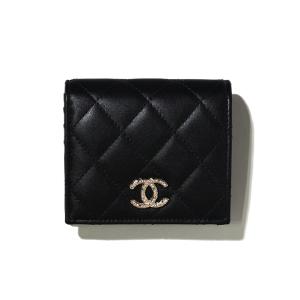 シャネル CHANEL 二つ折り財布 クラシックスモールウォレット ミニウォレット ラムスキン マトラッセ ブラック 2025年メティエダールコレクション 2025AW