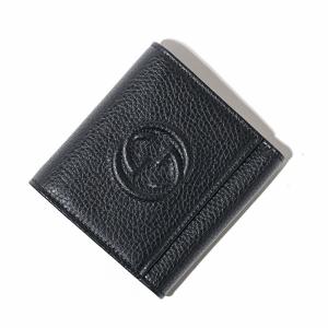 GUCCI グッチ ソーホー ミニ財布 ミニウォレット 三つ折り財布 小銭入れ付き グレインドカーフスキン レザー ブラック 黒 インターロッキングG