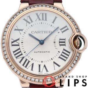 カルティエ バロンブルー ドゥ カルティエ ウォッチ 36mm ダイヤベゼル WJBB0034 保証書 K18PG/革 メンズ時計