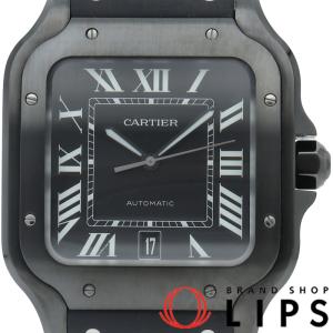 カルティエ サントス ドゥ カルティエ ウォッチ LM WSSA0039 保証書 バンド PVD/ラバー メンズ時計 ブラック
