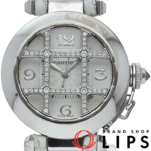 カルティエ パシャ 32mm ウォッチ グリッドダイヤ オートマチック WJ111356 K18WG/革 レディース時計 シルバ