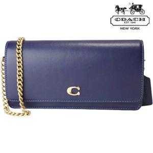 セール コーチ バッグ COAHC ショルダーバッグ 斜めがけ レディース チェーンバッグ クラッチバッグ チェーン 本革 お財布ショルダー お財布ポシェット 2way 紺