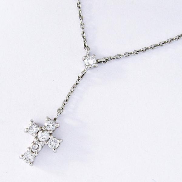 【ヴァンドーム青山】Pt850/900 ★ネックレス ダイヤモンド 0.23ct ◇クロス 十字架【...