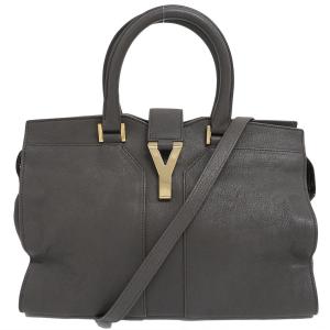 イヴサンローラン カバス シック ミニ 2WAYハンドバッグ グレー 400600 レザー レディース YSL YVES SAINT LAURENT 中古｜brandshop-uprise