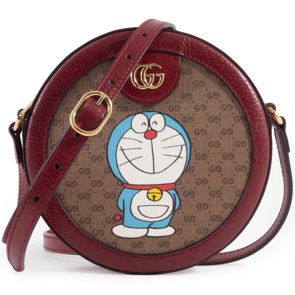 グッチ バッグ ショルダー レディース 中古 ドラえもん GGスプリーム レザー レッド ベージュ ...