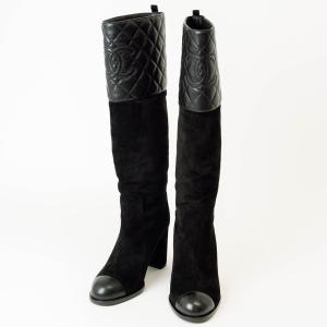 緑屋質屋】シャネル ロングブーツ #38 レザーxブラック【中古】 : 緑屋
