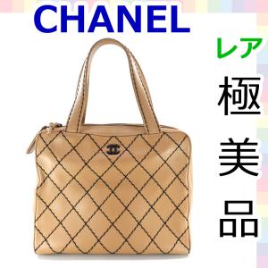 【極美品】シャネル CHANEL ワイルドステッチ ココマーク ハンドバッグ ショルダーバッグ トートバッグ ビジネスバッグ ベージュ 茶色 1035｜brandshopnijiiro