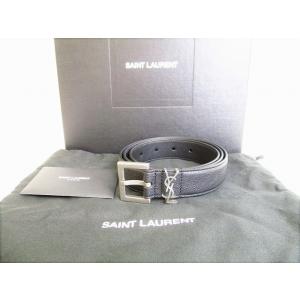 サンローラン パリ Saint Laurent Paris イヴサンローラン YSL ロゴ レザー ベルト メンズ レディース 【未使用保管品】