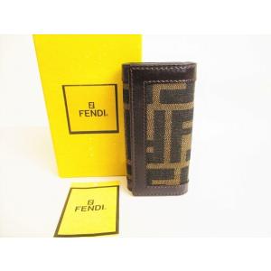 Nao未使用品 美品 フェンディ レザー×シルク混ナイロン キーケース FENDI（フェンディ） キーケース メンズ ブランド小物 6連フック
