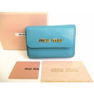 ミュウミュウ miumiu マドラス レザー コンパクトウォレット 3つ折り 財布 【未使用保管品】