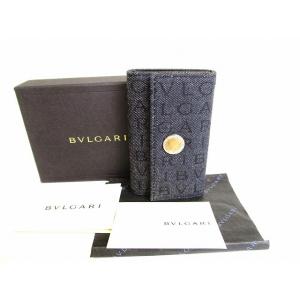 ブルガリ BVLGARI ロゴマニア デニム シルバー金具 6連 キーケース キーリング メンズ レ...