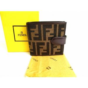 フェンディ FENDI ズッカ レザー 2つ折り コンパクト財布 コンパクトウォレット メンズ レディース 【未使用保管品】｜brandshoptokyos