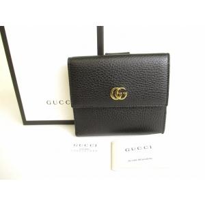 グッチ GUCCI GG マーモント レザー 両面開き 2つ折り 財布 コンパクトウォレット メンズ...