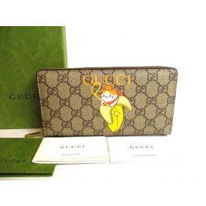 グッチ GUCCI GG スプリーム ばなにゃ ラウンドファスナ― 長財布 ジップアラウンドウォレッ...