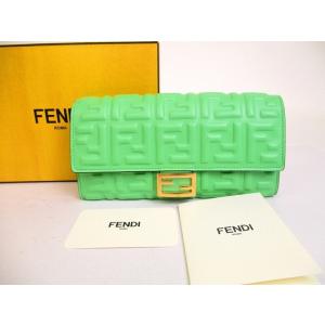 フェンディ FENDI FFモチーフ バゲット ナッパレザー 2つ折り 長財布 コンチネンタルウォレット コンチネンタル財布 【未使用保管品】｜brandshoptokyos