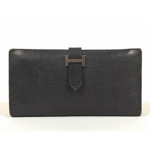 HERMES エルメス 長財布 ベアン・スフレ ブラック ゴールド金具